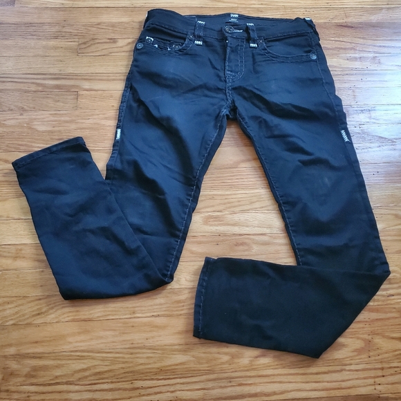 True Religion Black Jeans Rocco Relaxed Skinny Sz 30 - Picture 1 of 15